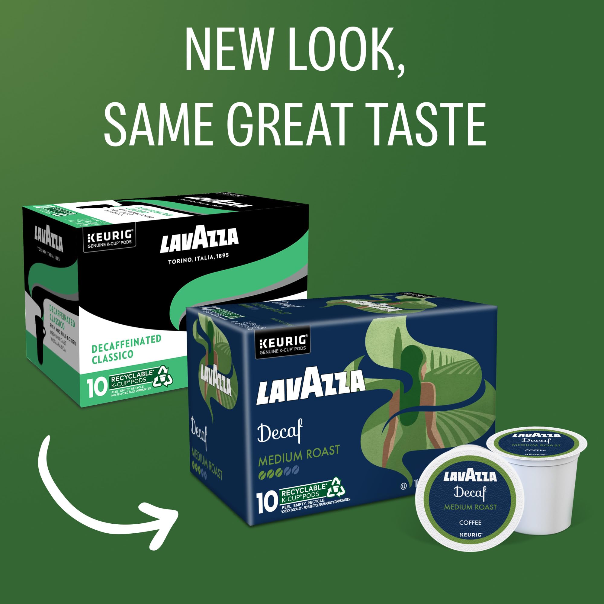 Lavazza single K-Cup pod close-up, ready-to-brew and sealed fresh