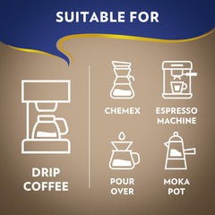 Lavazza Super Crema bag beside measuring scoop showing quantity and portioning