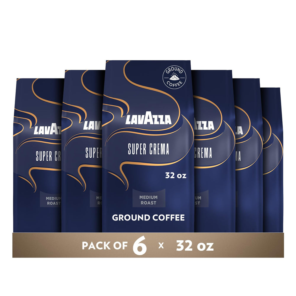 Lavazza Super Crema front packaging showing 32 oz bag and label benefits