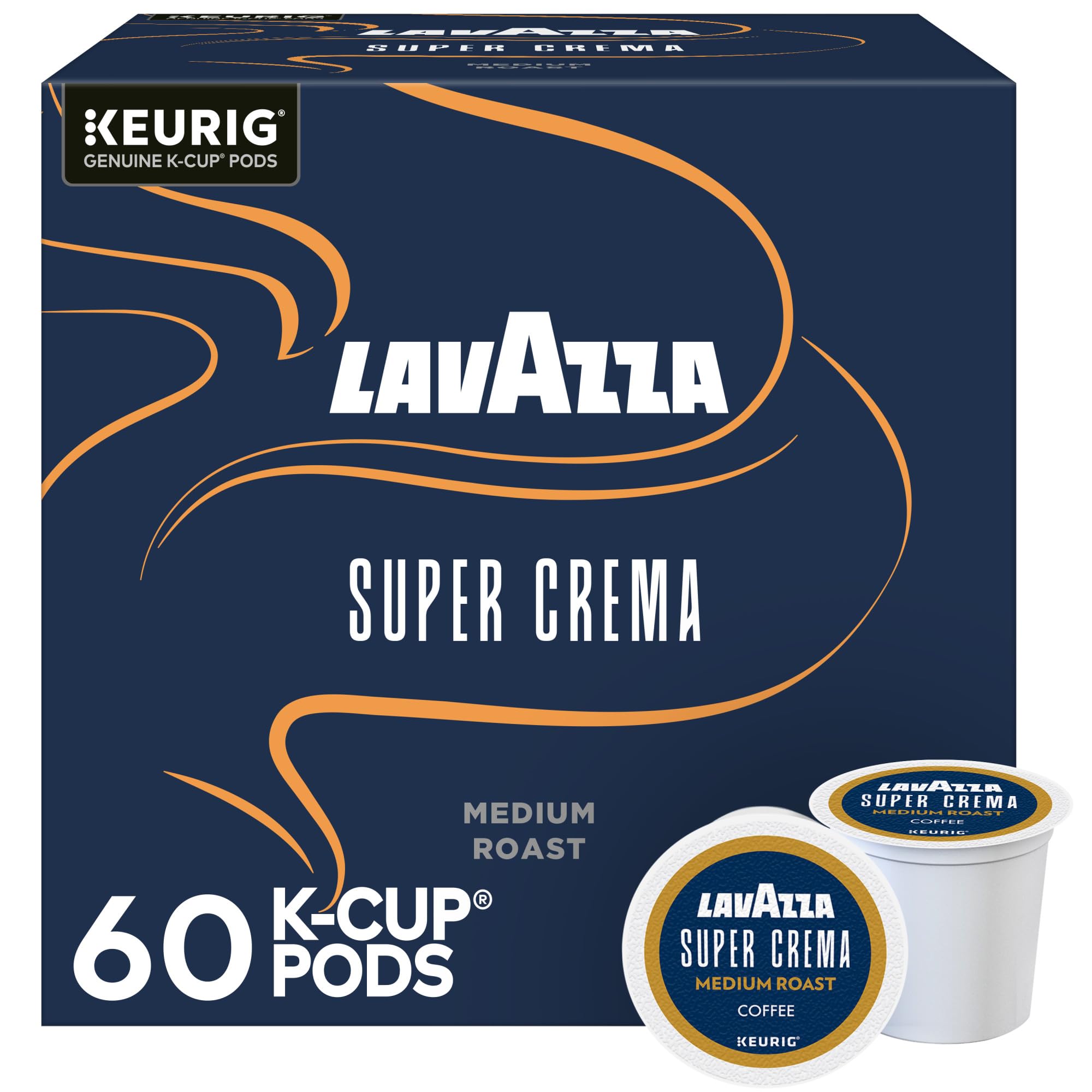 Lavazza Super Crema front packaging showing brand and 60 count convenience
