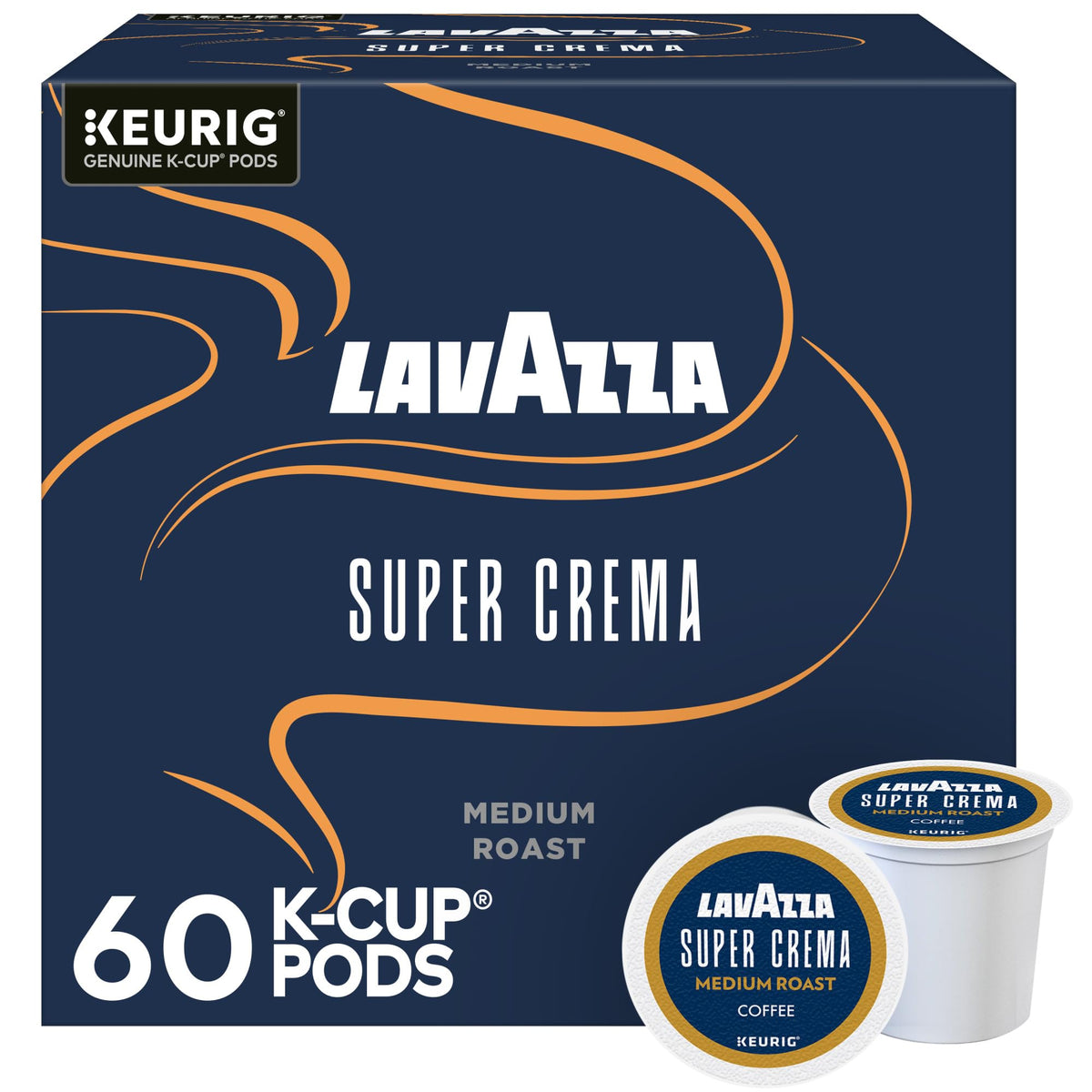 Lavazza Super Crema front packaging showing brand and 60 count convenience