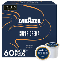 Lavazza Super Crema front packaging showing brand and 60 count convenience