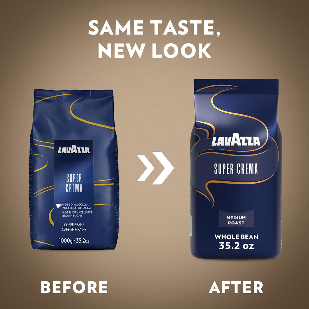 Lavazza size comparison with scale illustrating 2.2 lb bag weight and supply