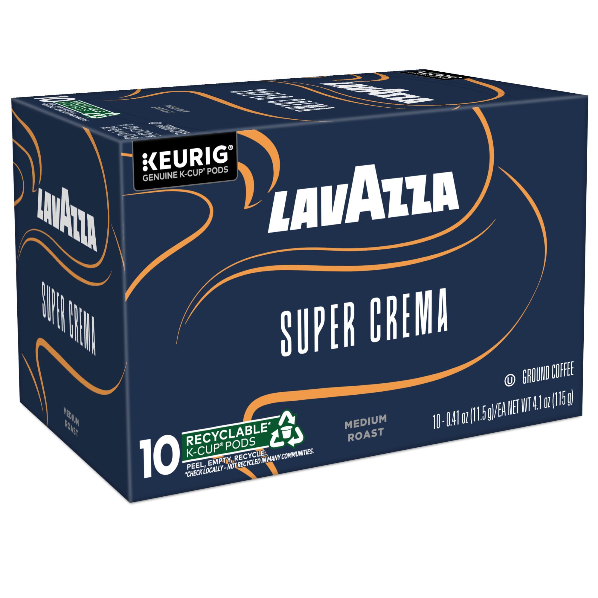 Lavazza Super Crema next to measuring cup showing serving size options