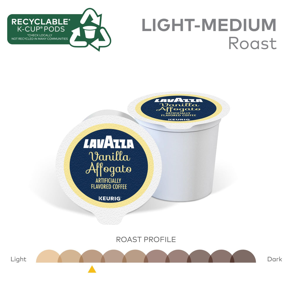 Cup of brewed Lavazza Vanilla Affogato showing crema and inviting aroma