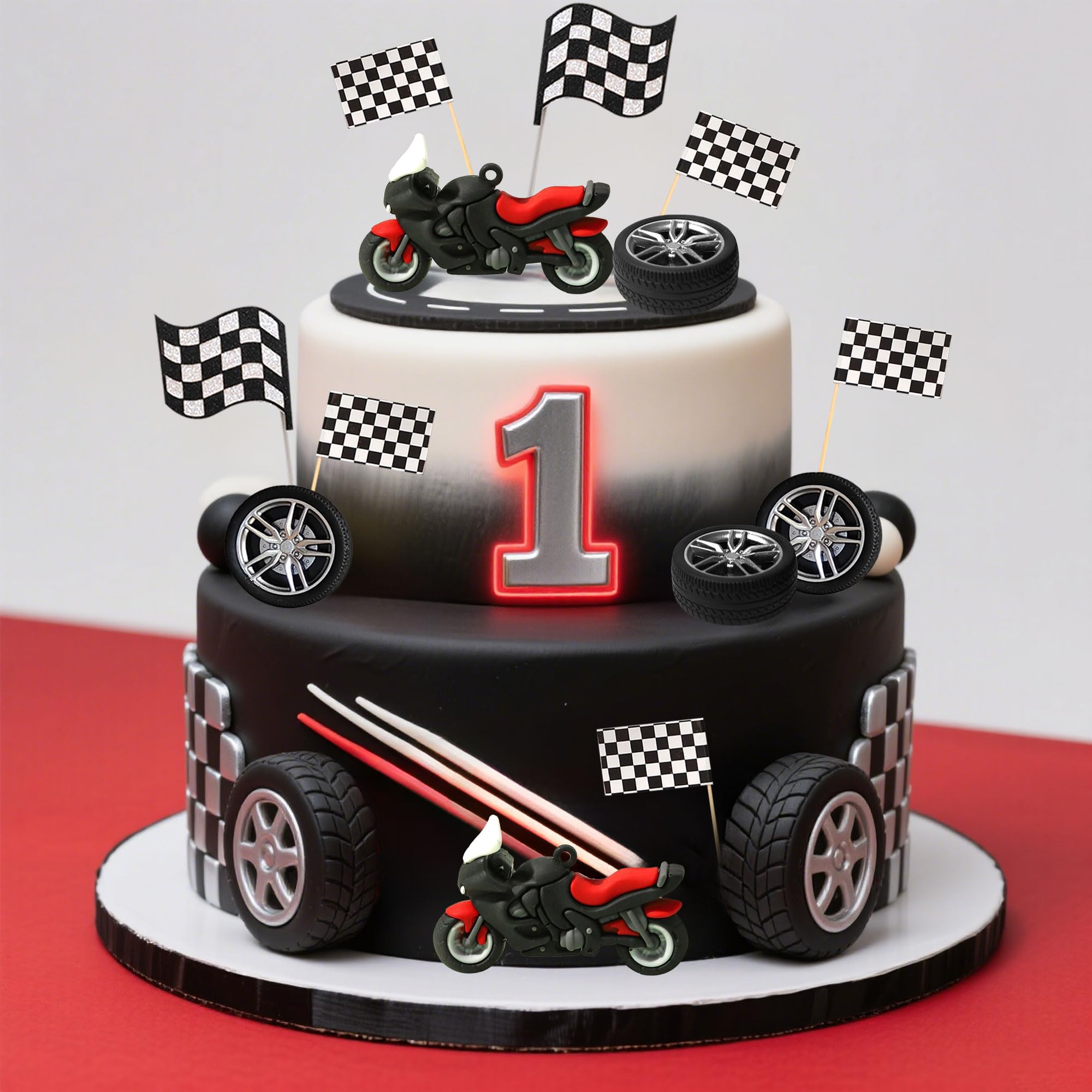 LaVenty miniature bikes placed on cake top creating a dynamic centerpiece benefit