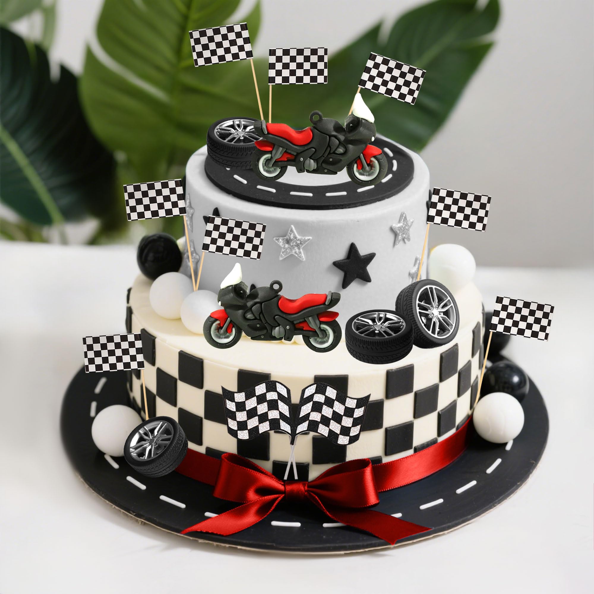 LaVenty styled party table with cake showcasing cohesive motorsport theme benefit