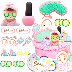 LaVenty spa cake topper front view showing set and instant party upgrade