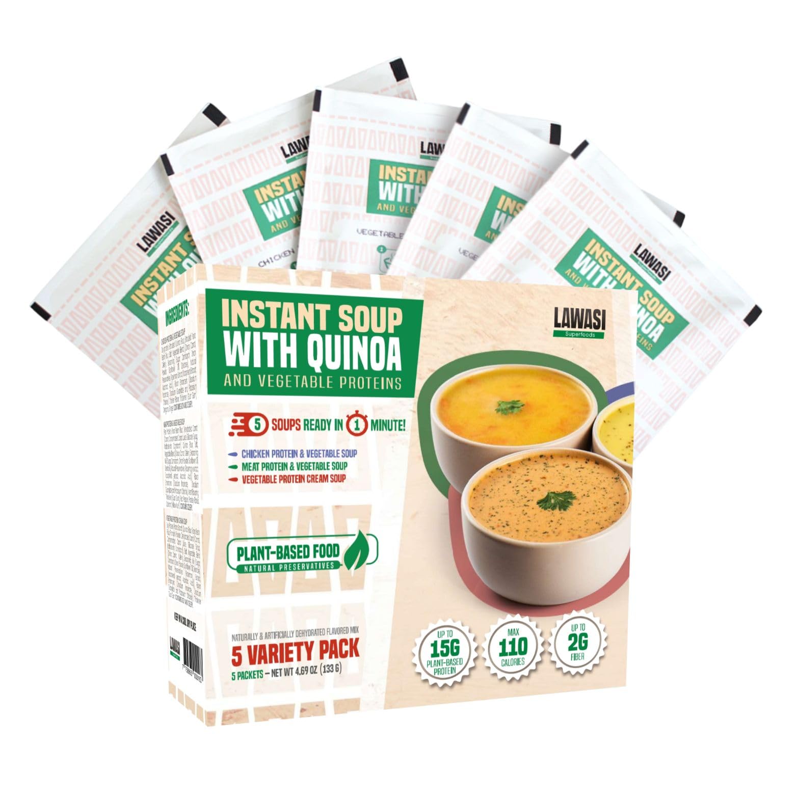 Lawasi front packaging showing variety pack and quick-prep benefit