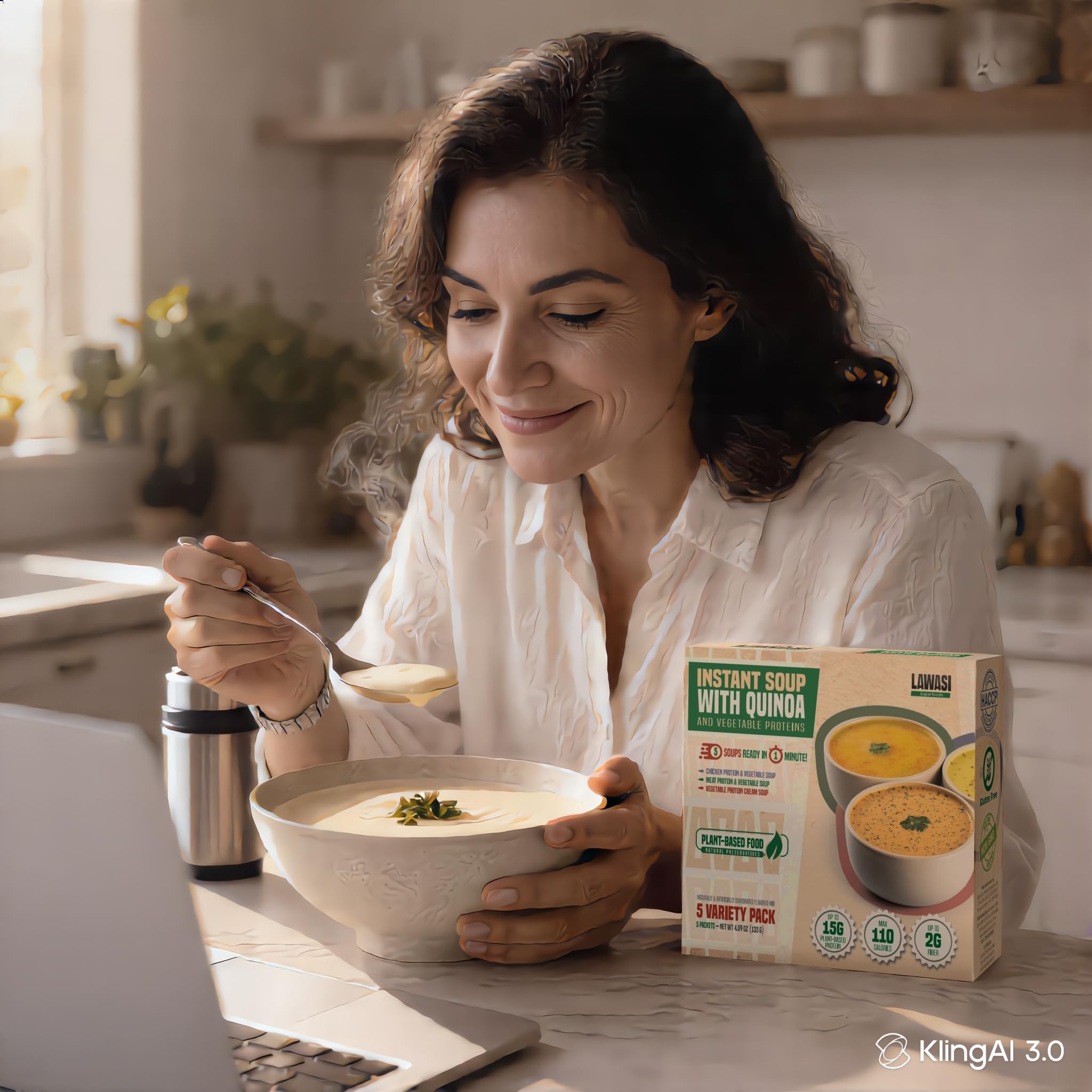 Lawasi opened packet with dry mix showing easy single-serve convenience