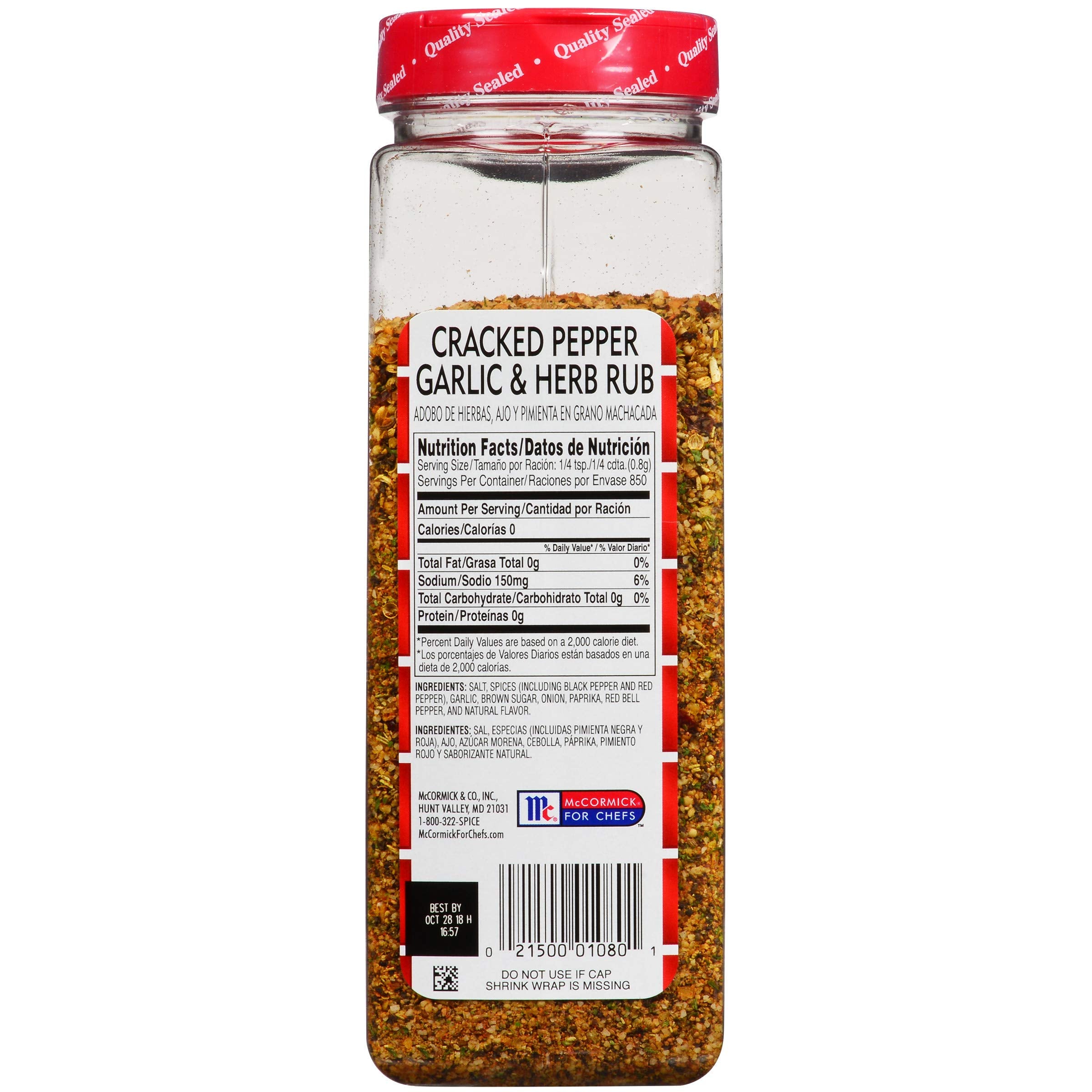 Lawry's close-up of cracked pepper and garlic texture for bold crusts