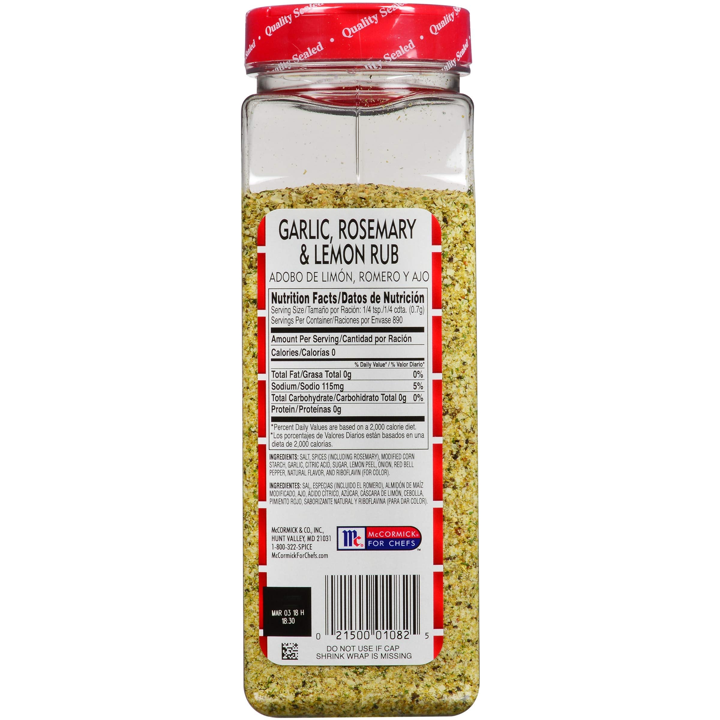 Lawry's open container showing coarse texture and consistent blend for easy dispensing