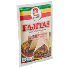 Lawry's open packet pouring spice mix, convenient single-use seasoning benefit