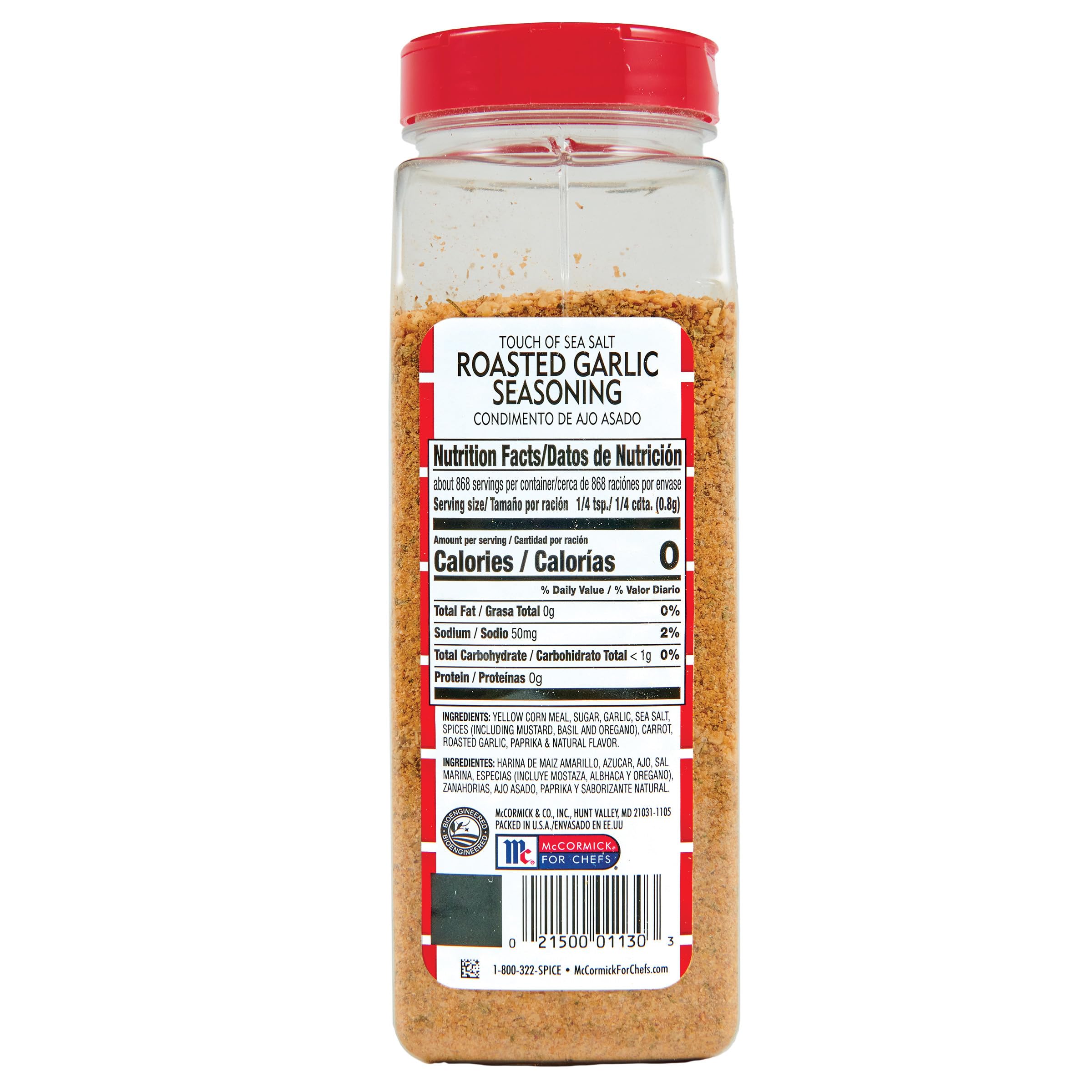 Lawry's roasted garlic blend close-up showing texture and visible herbs for flavor preview