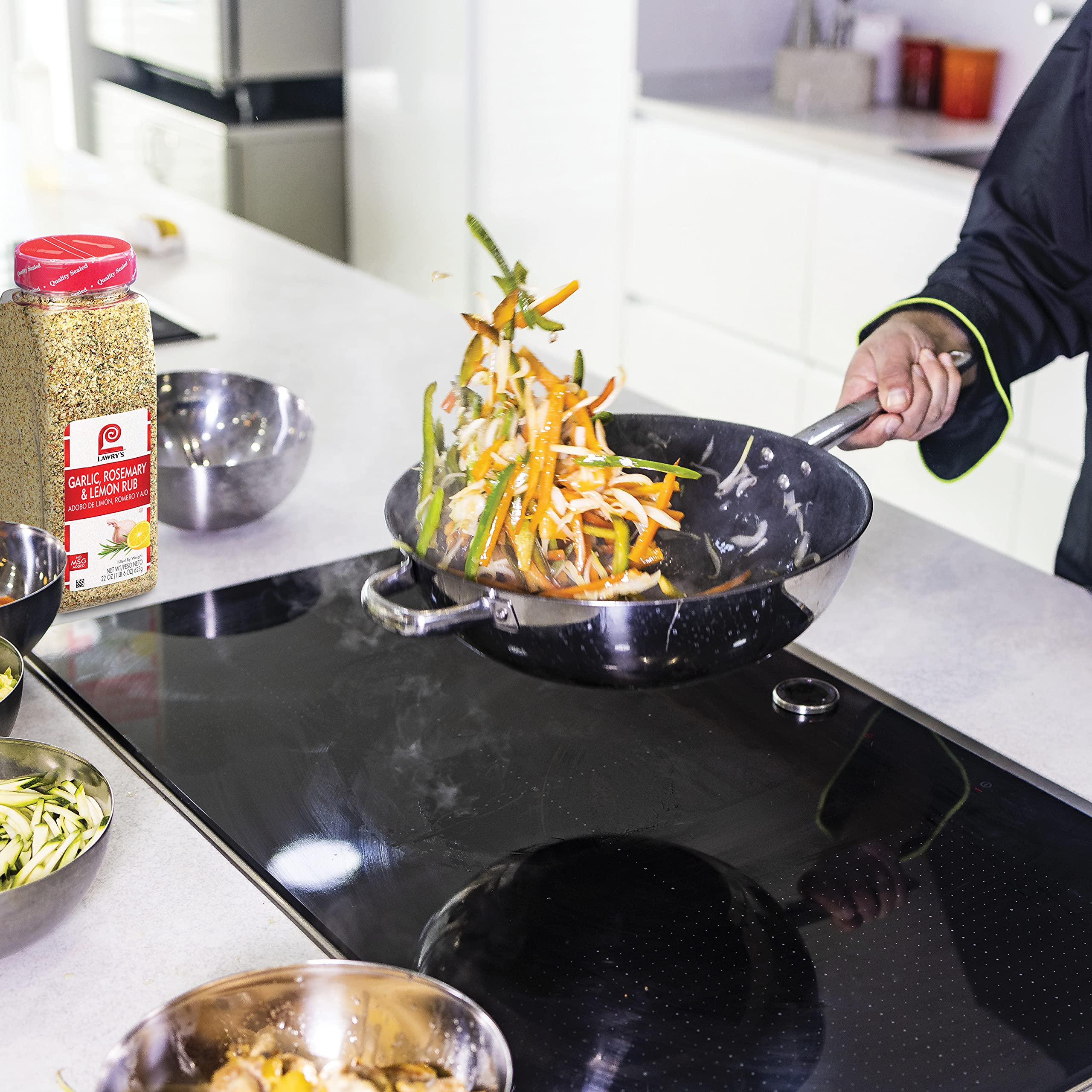 Lawry's seasoning on roasted vegetables adding color and savory aroma
