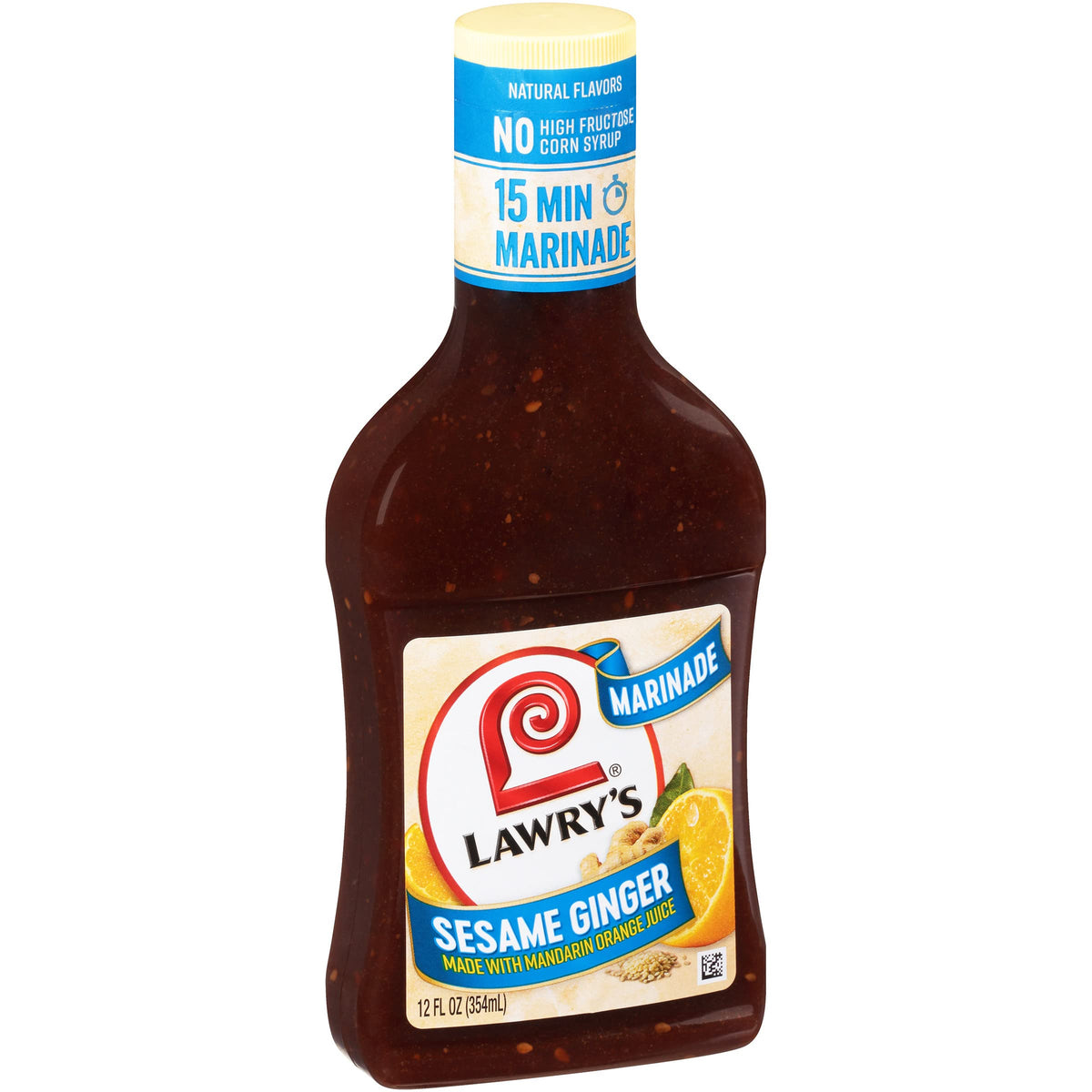 Lawry's bottle front packaging showing sesame and ginger marinade benefits