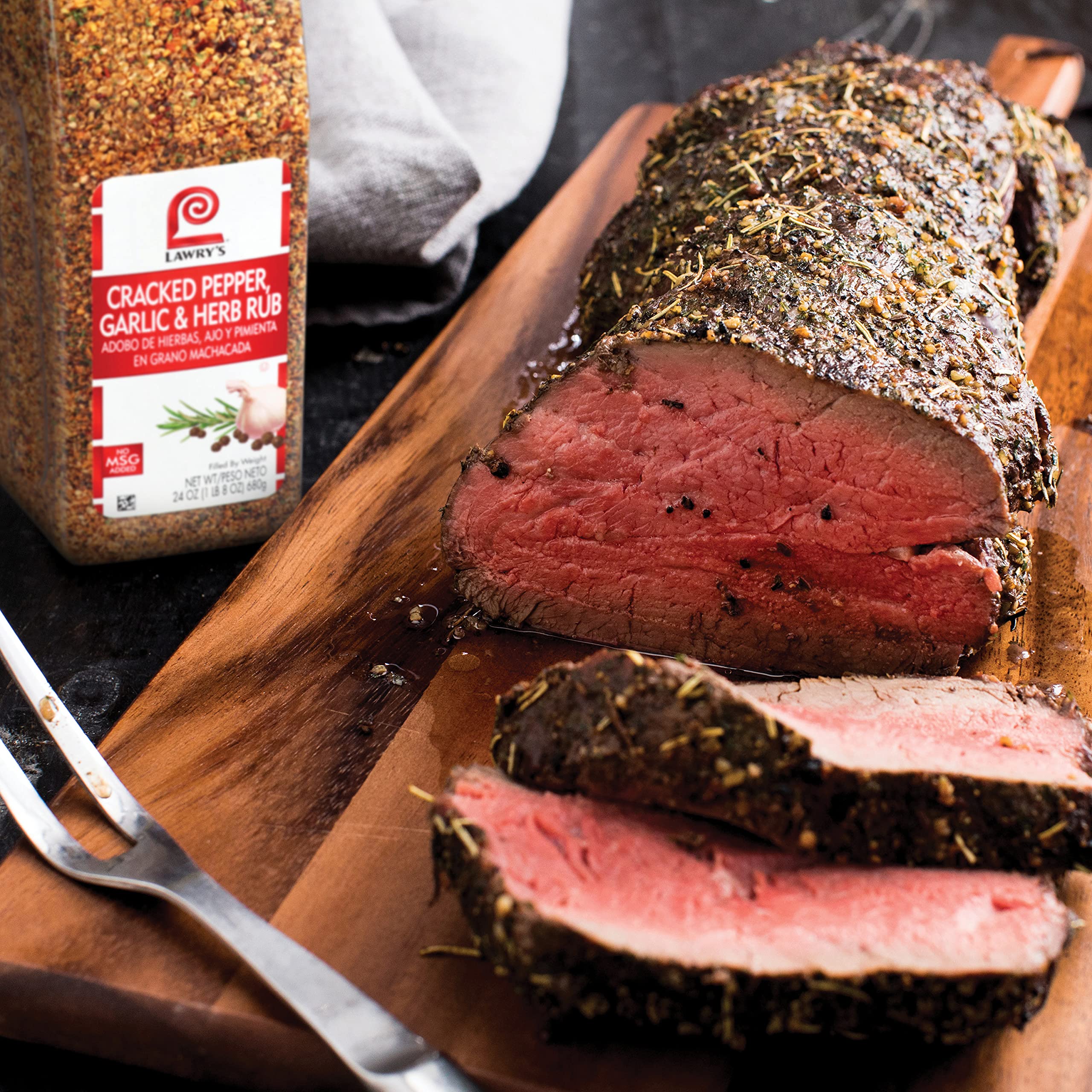 Lawry's split lid detail for easy shaking or spooning and portion control