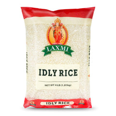 Laxmi front pack showing 4 lb bag and branding, clear product recognition and convenience