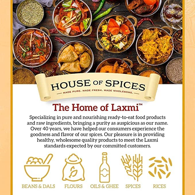 LAXMI jar beside curry pot in kitchen, adds authentic aroma and consistency