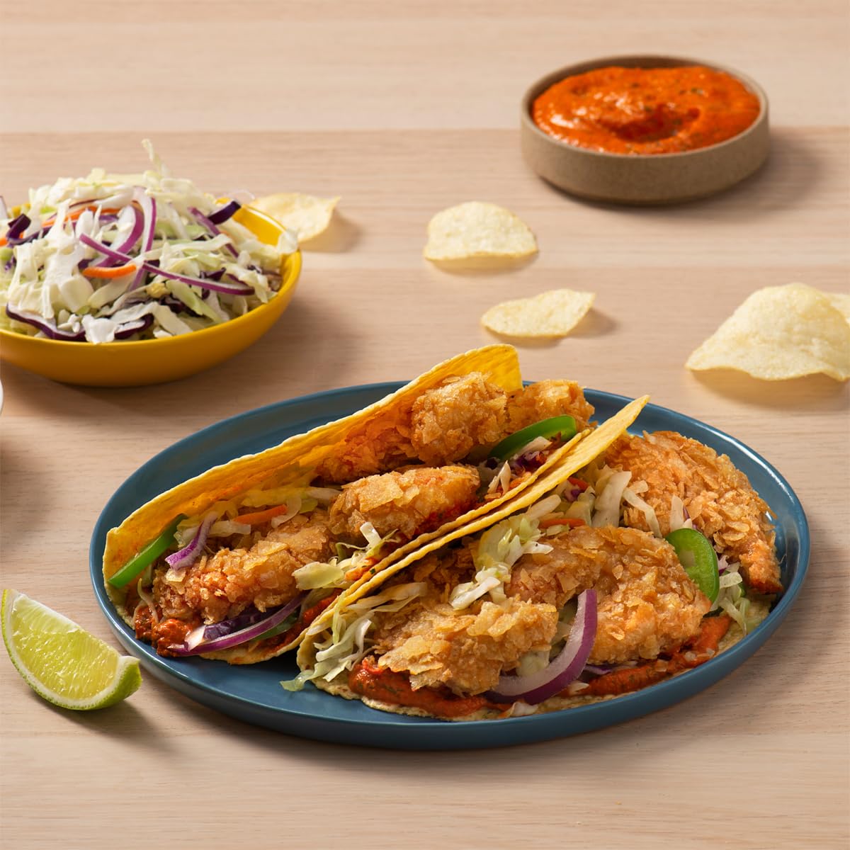 Lay's close-up of a chip texture showing golden crispness and light salt seasoning