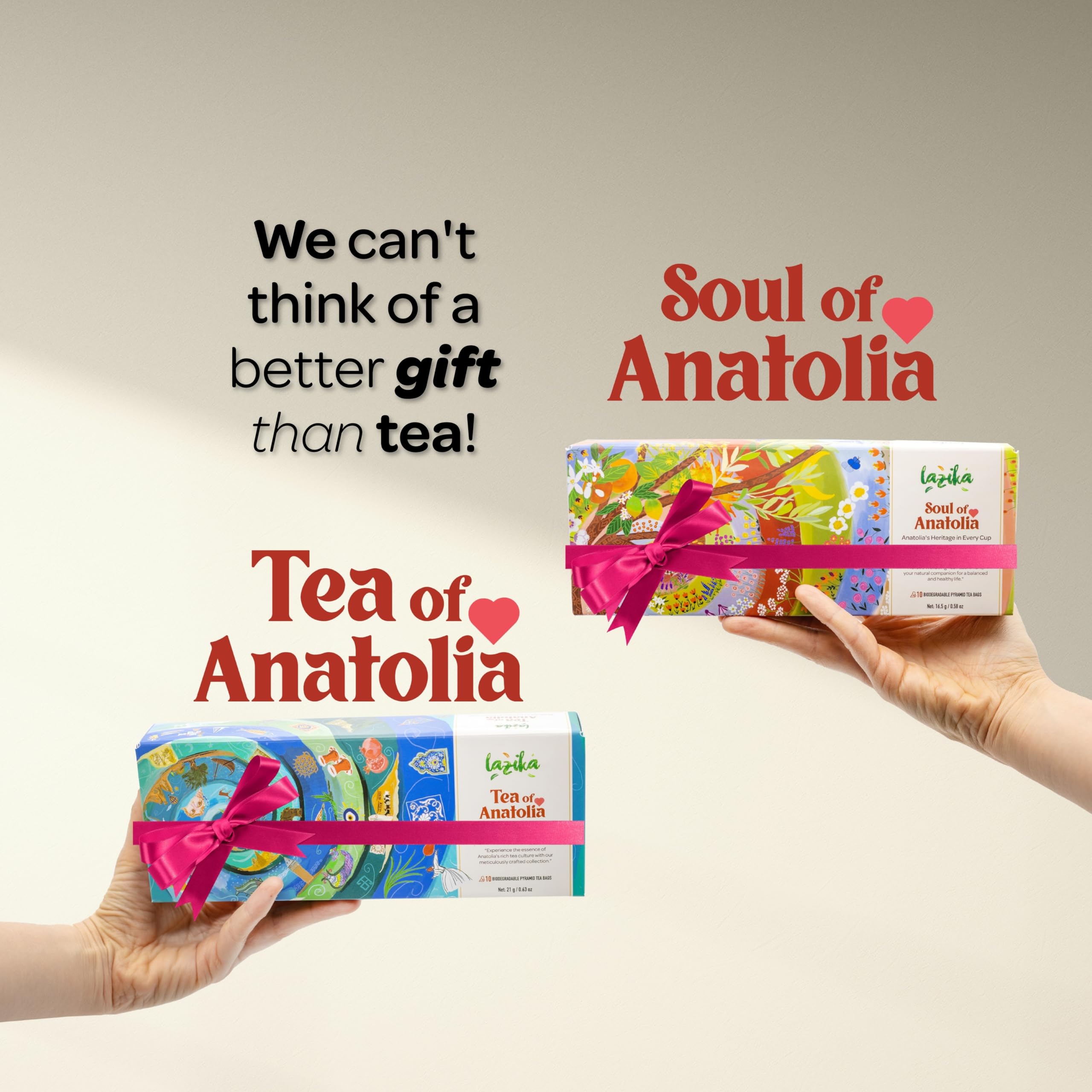 LAZİKA size comparison beside a mug illustrating portability and portion