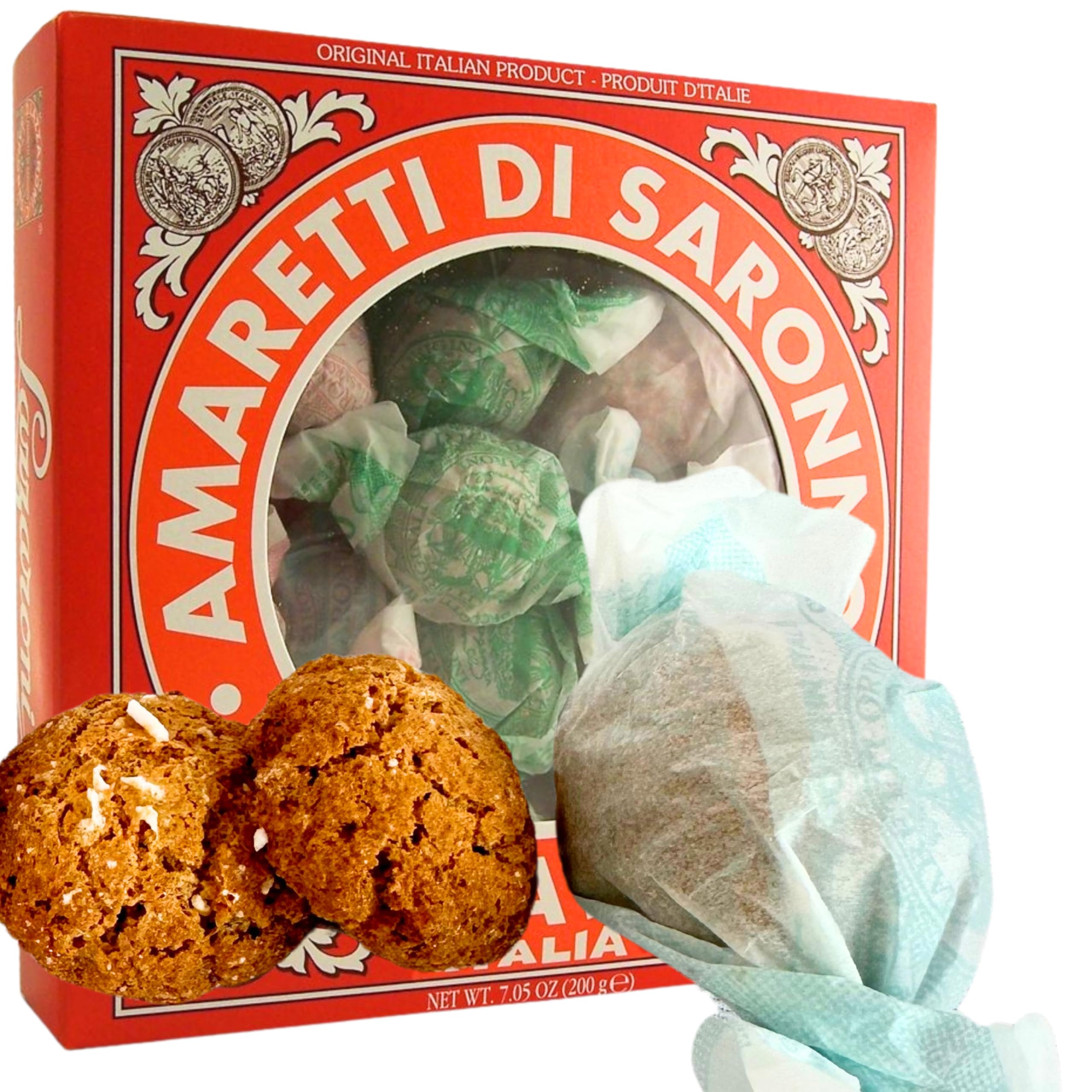 Lazzaroni box front showing amaretti packaging and gift-ready presentation benefit