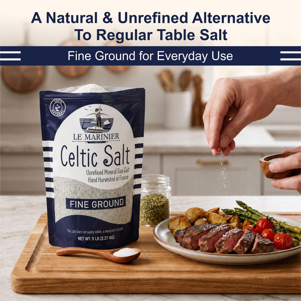 Le Marinier sprinkled on roasted vegetables showing enhanced flavor and natural finishing benefit