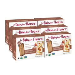 Le Pain des Fleurs front packaging showing chestnut crispbread and organic badge