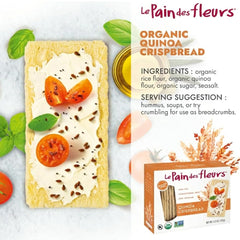 Le Pain des Fleurs close-up of quinoa crispbread texture highlighting airy crunch benefit