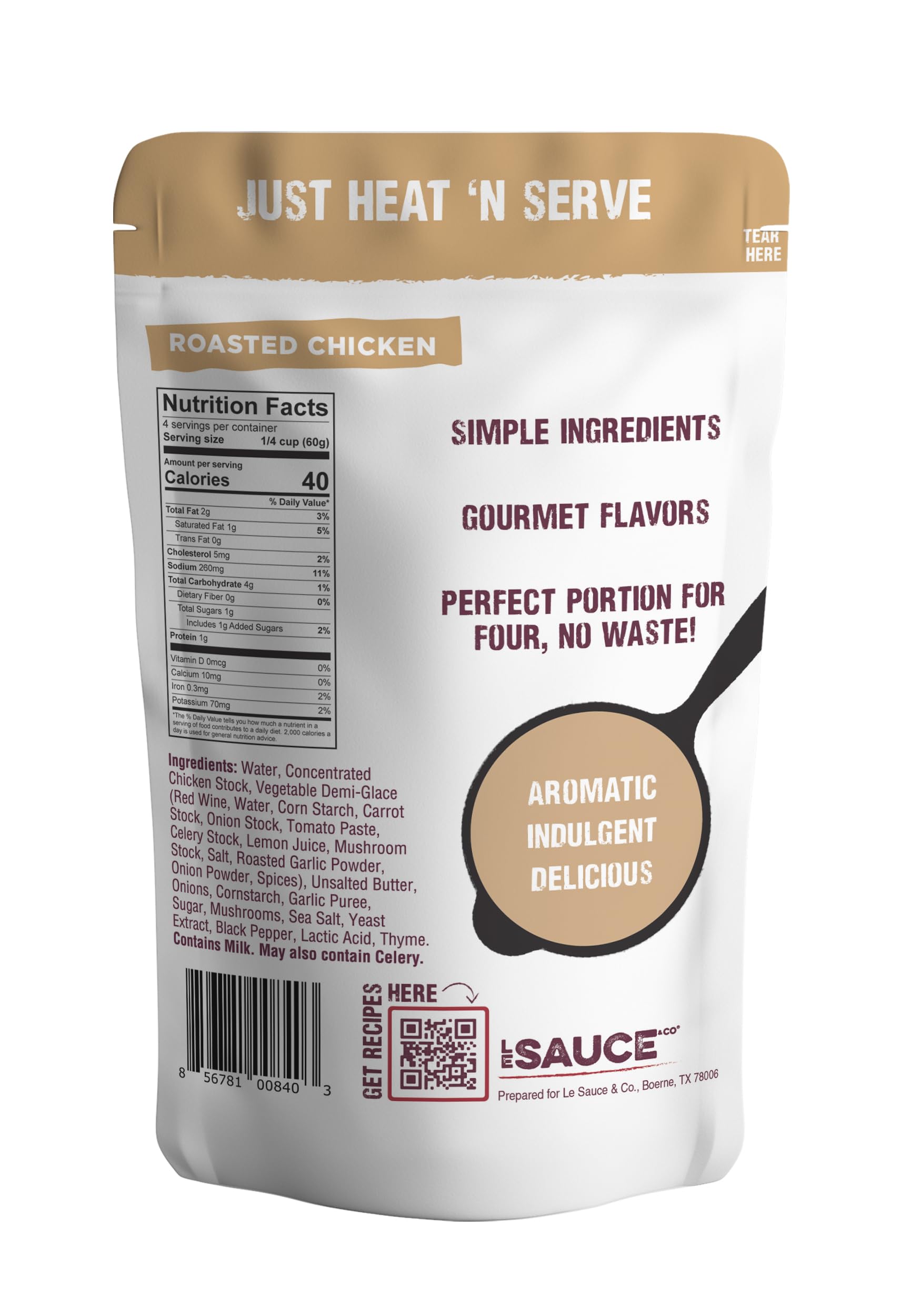 Le Sauce & CO gravy poured over rotisserie chicken to boost savory flavor
