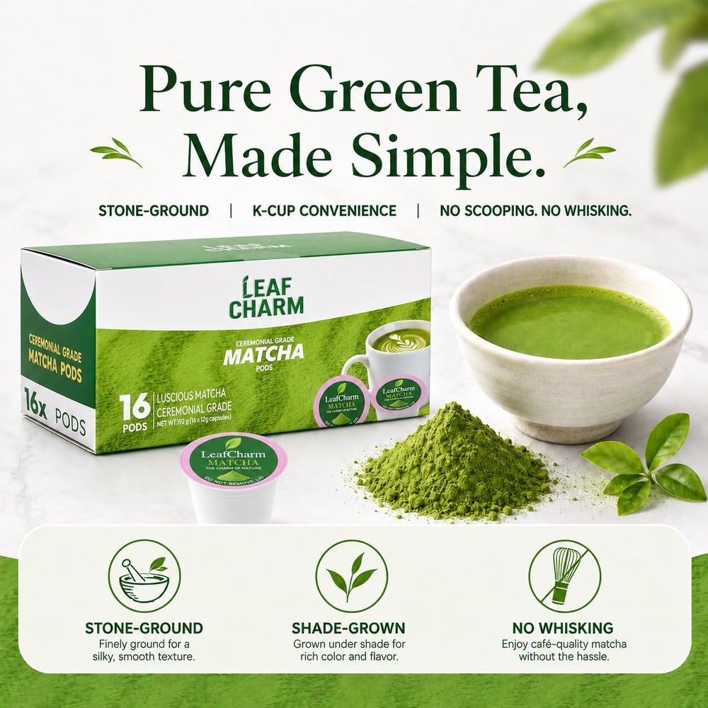 LeafCharm single pod close-up showing pod detail and easy no-mess preparation benefit