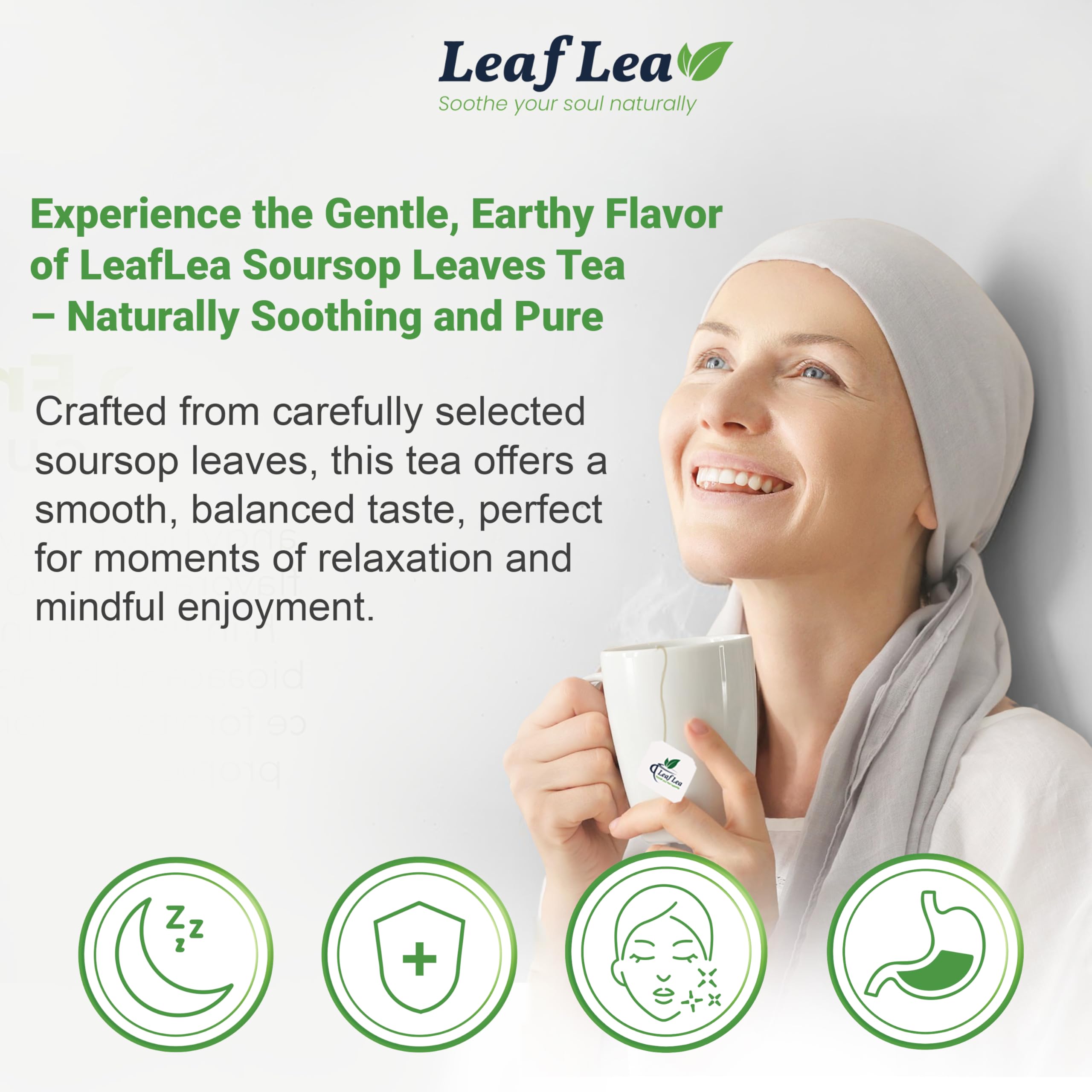 LeafLea unwrapped tea bag detail demonstrating sealed sachet and purity