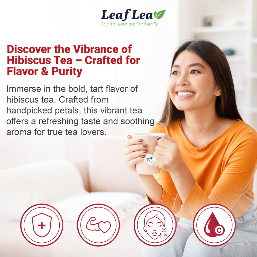 LeafLea steeping tea bag in cup to show brewing and rich crimson hue