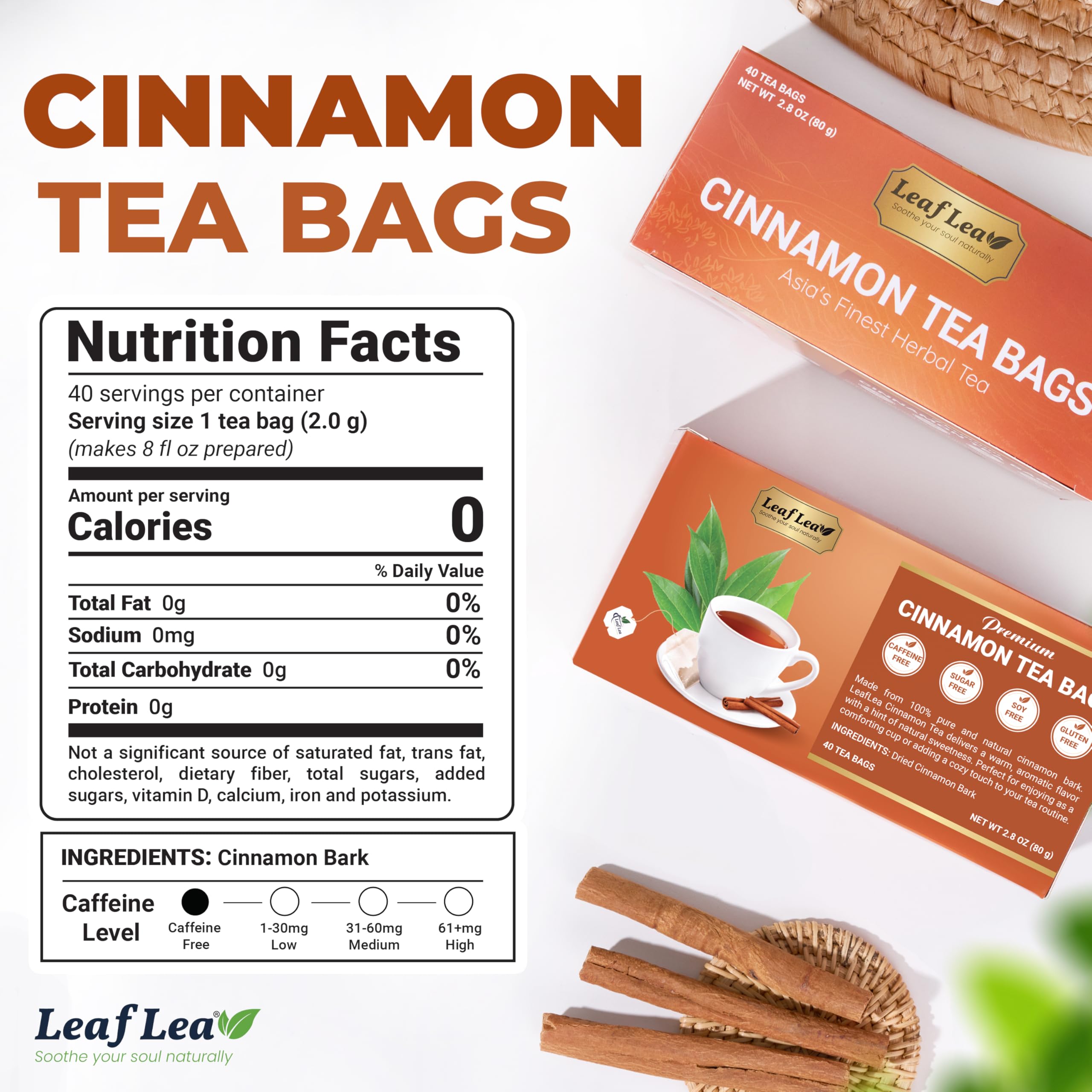 LeafLea paper tea bag close-up, plastic-free brewing and clean cup