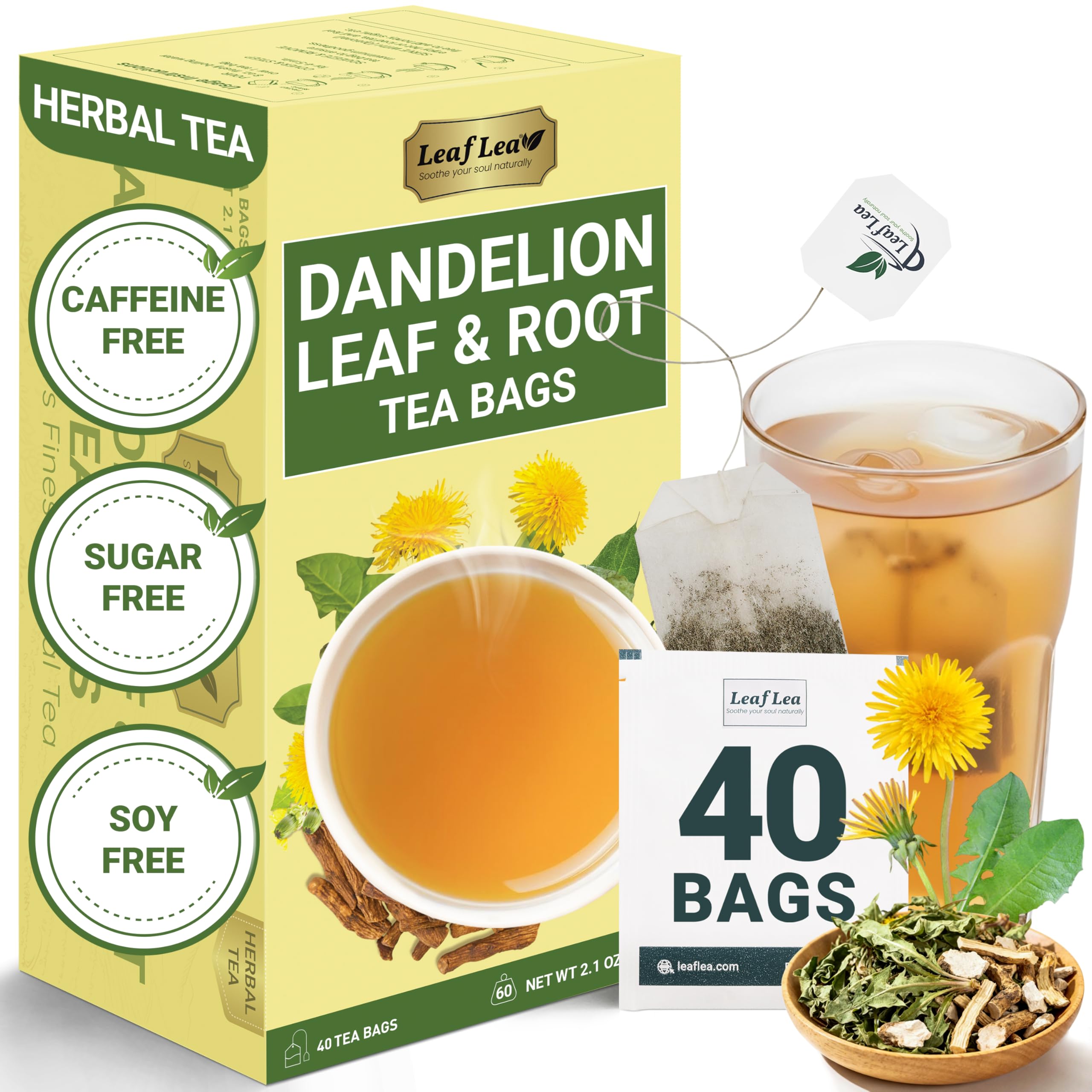 LeafLea front box packaging showing 40-count and benefits