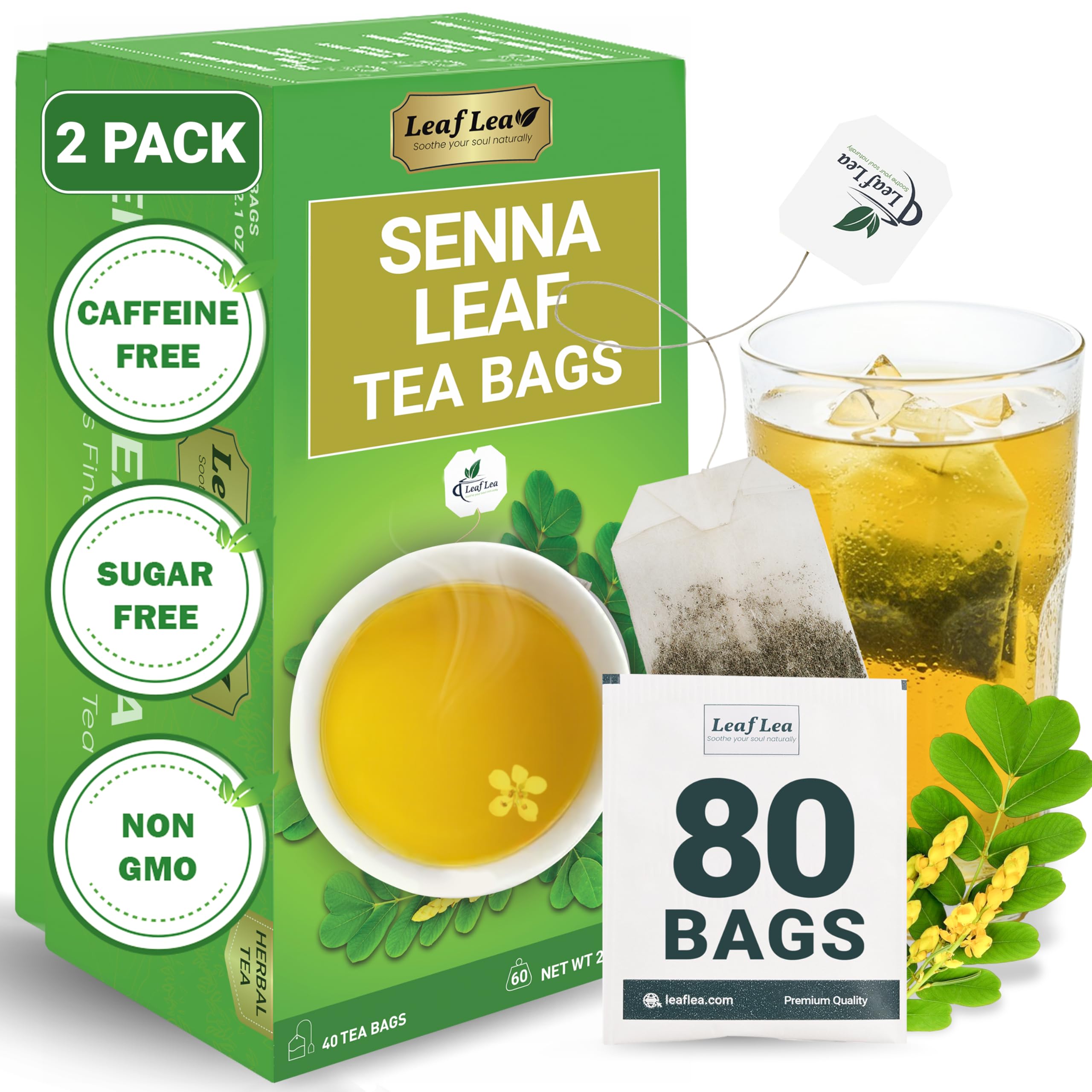 LeafLea front box showing brand and 80-count for easy identification and storage benefit