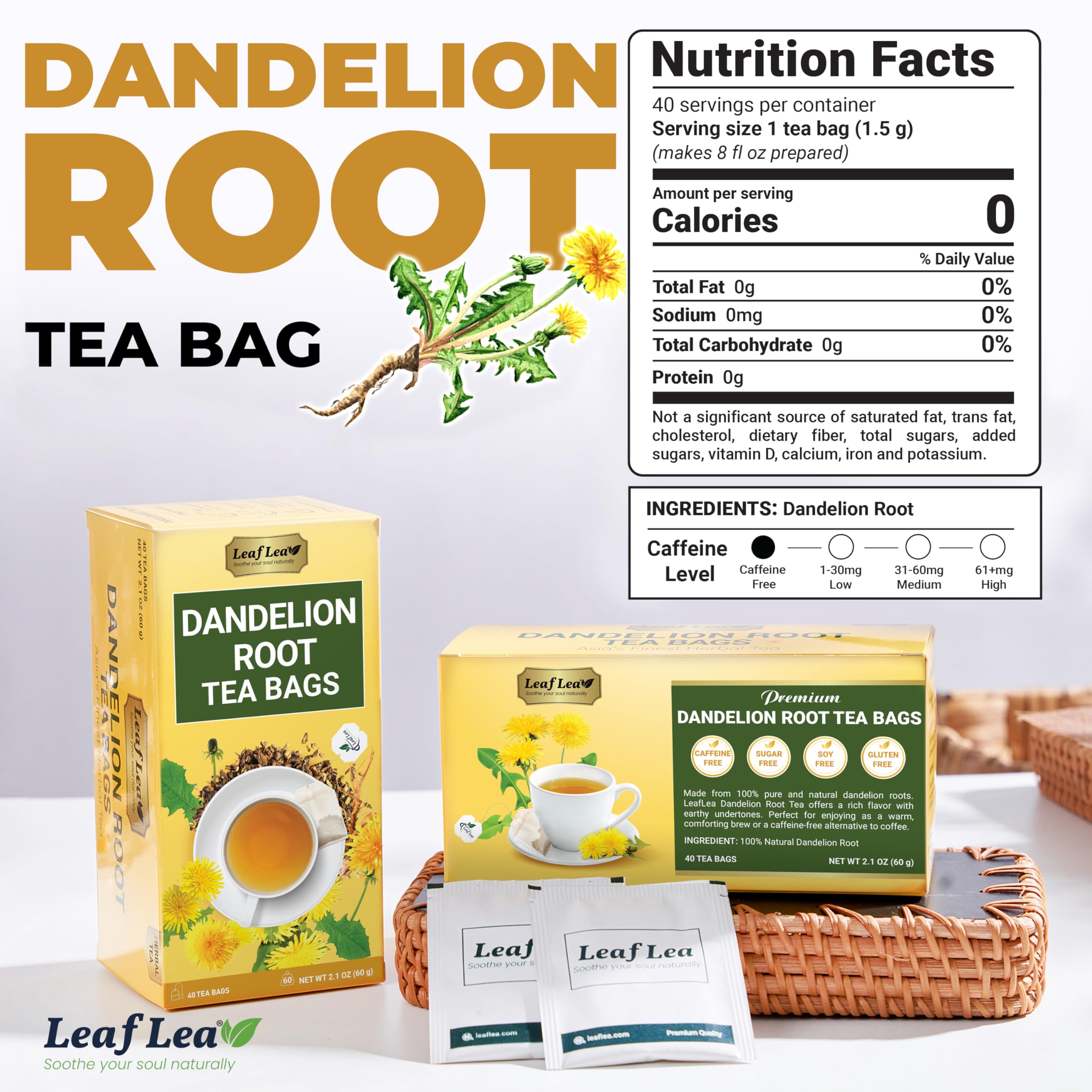 LeafLea individually wrapped tea bag highlighting convenience and portability