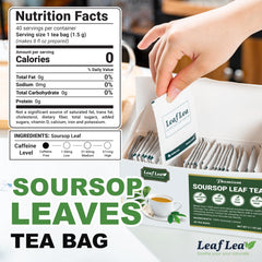 LeafLea tea bag close-up showing double-bottom paper filter for clean steeping