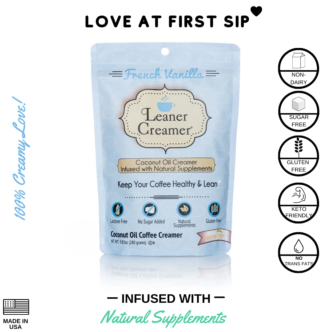 Leaner Creamer blended in hot coffee showing creamy swirl and flavor boost