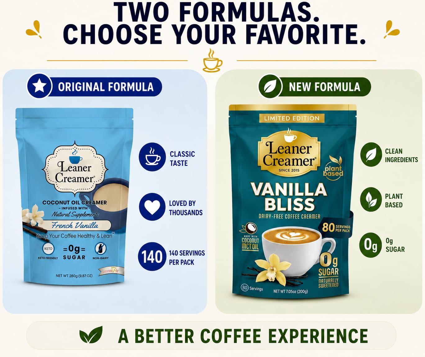 Leaner Creamer scoop measuring one serving for portion control benefit