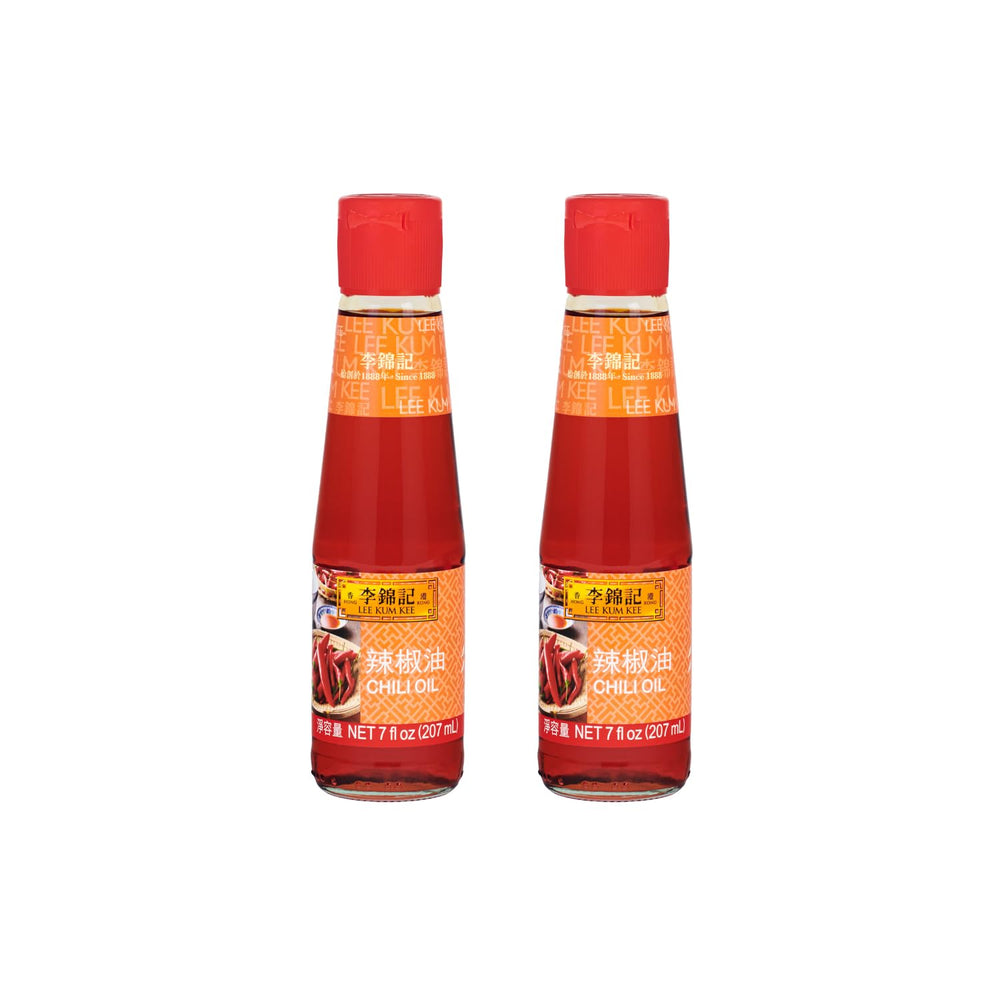 Lee Kum Kee front packaging showing bold red chili oil and brand