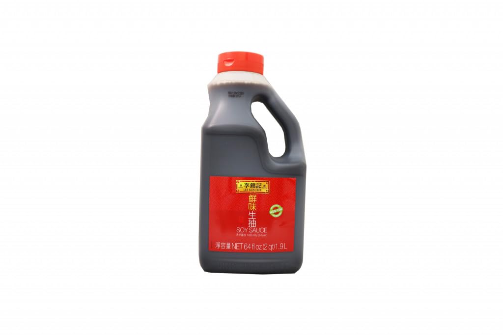 Lee Kum Kee front packaging showing 64 oz bottle and label, highlighting pantry convenience