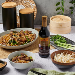 Wok stir-fry using Lee Kum Kee adding color and savory balance