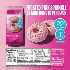 Legendary Foods unwrapped pink sprinkle donut ready to eat and high protein