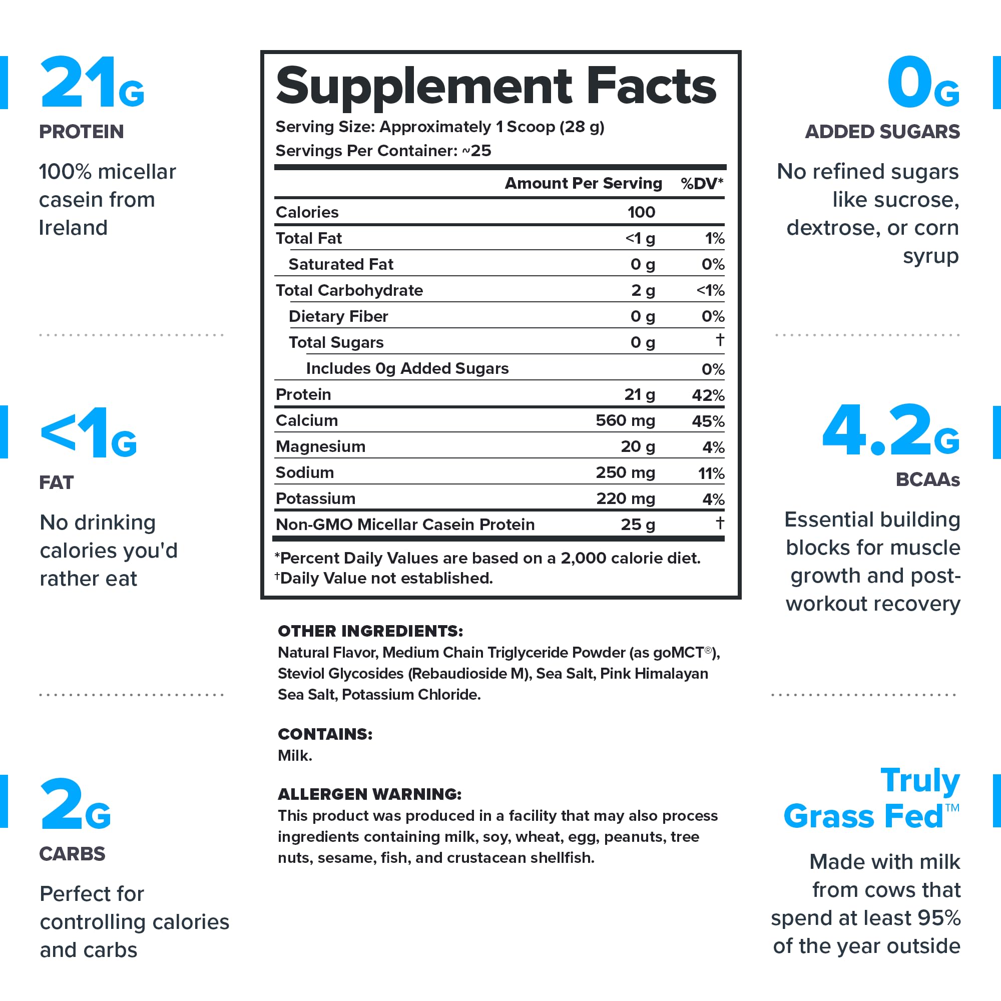 LEGION Casein+ powder texture with scoop highlighting smooth mixability and clean ingredients