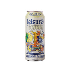 Leisure Half & Half close-up of can texture and label highlighting natural ingredients