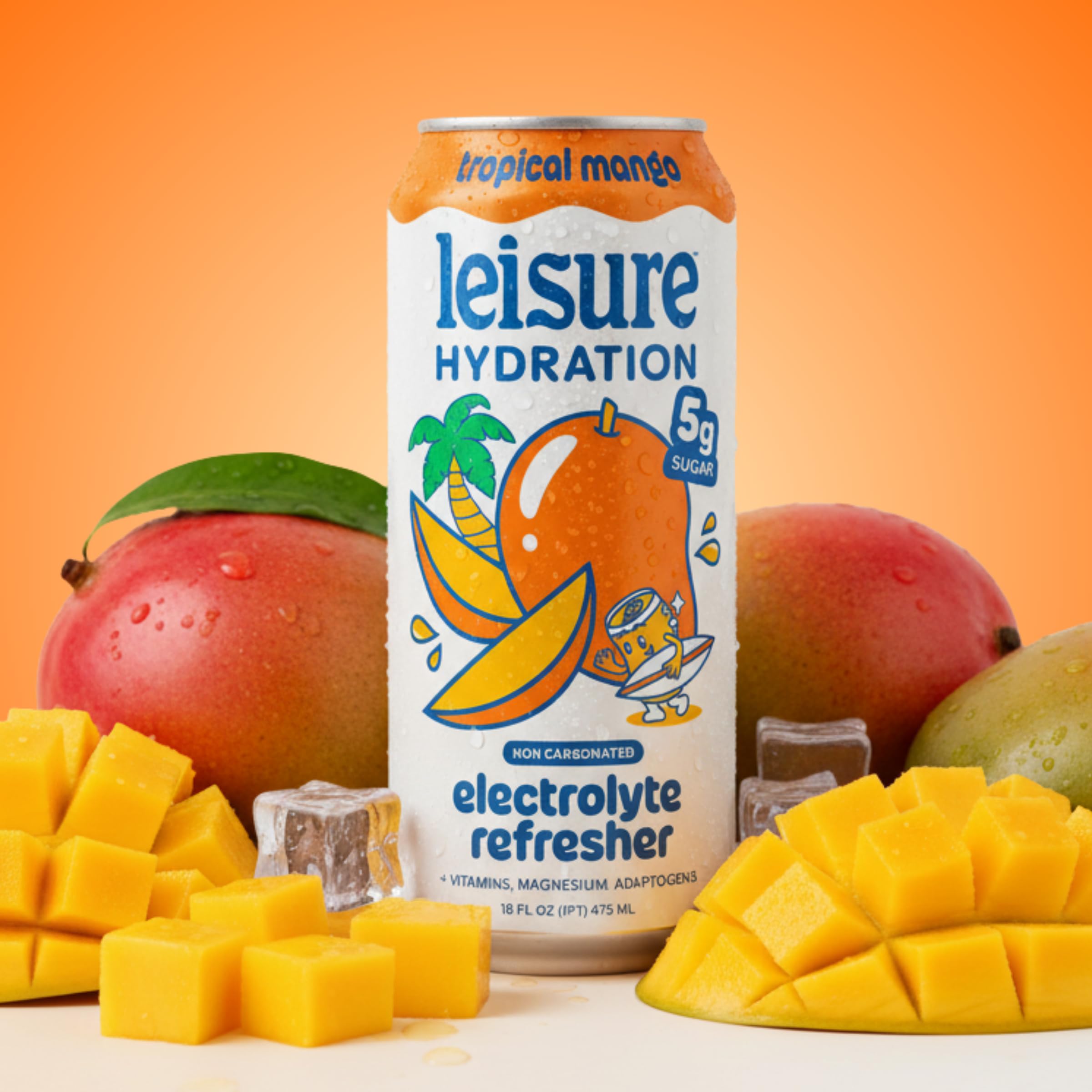 Leisure can next to a water bottle showing 16 oz scale and convenience
