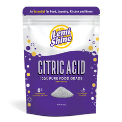 Lemi Shine front view of 5 lb pail showing label and resealable lid for convenient storage