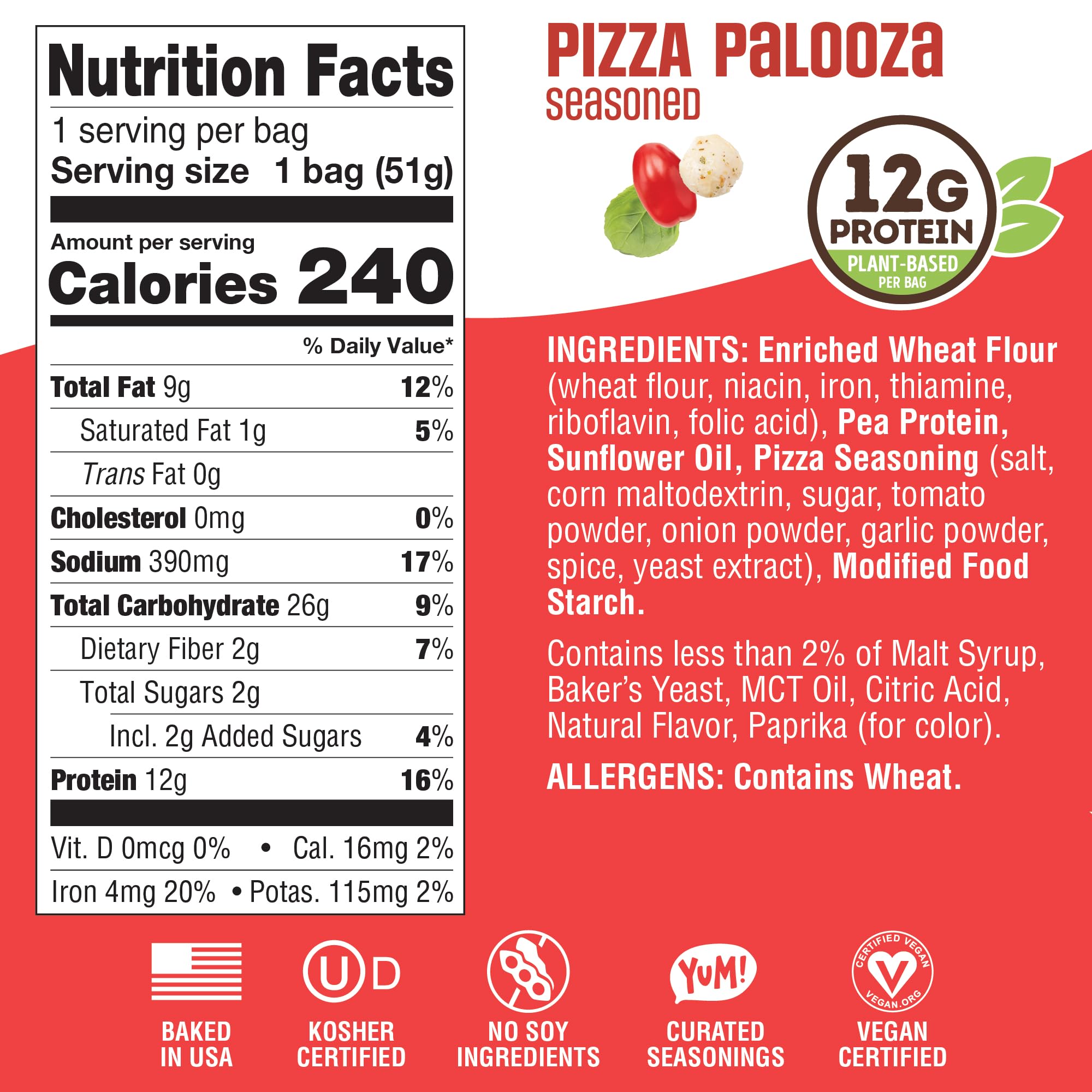 Lenny & Larry's nutrition label close-up showing 12g plant protein per bag