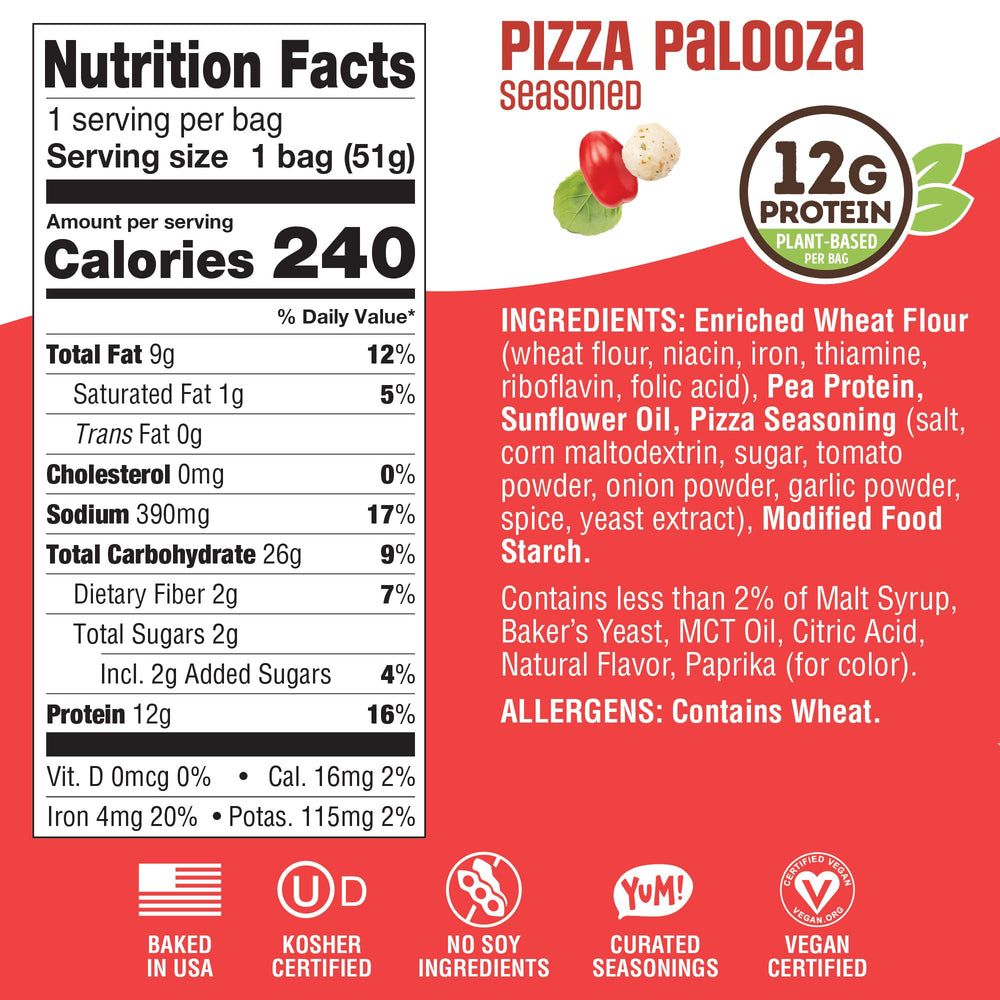 Lenny & Larry's nutrition label close-up showing 12g plant protein per bag